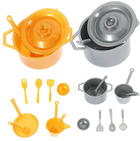 HOOTNEE Vajilla De Cocina Miniatura, Cubiertos Miniatura para Minicasas, Juego De Utensilios Mini Tamaño, Accesorios para Casas De Muñecas, Decoración y Colección, Set 20 Piezas