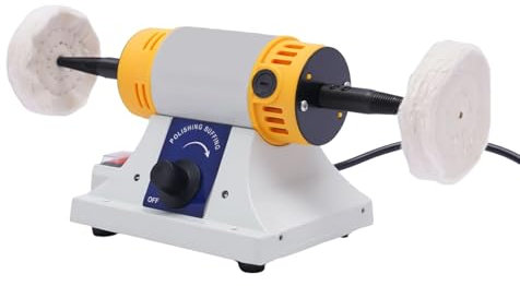 CHIMHOON Mini Doppelkopf Polierbock, Tisch Schleifbock, Bench Schleifmaschine, Poliermaschine 200W, Drehmaschine, Schleifbock Polierset, Zum Schleifen und Polieren