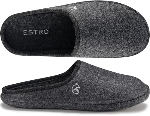 ESTRO Filzpantoffeln Herren mit Filzsohle - Hausschuhe Herren Winter Warm Hausschuhe Männer Filz Pantoffeln WOLLFILZ