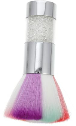 TOPPERFUN Colorful Manicure Dusting Brush with Silver Handle Nail Cleaning Brush for Nail Art Powder and Sequins for Salon and Home Use