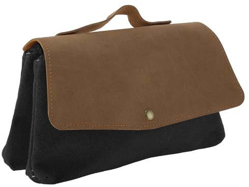 CAPASTEC Federmäppchen Grau Braun 1 Stück Für Büro Canvas Leder | Zweistöckig, Großes Fassungsvermögen, 22x6x11cm, Reißverschluss, Ideal Als Schreibwarenhalter Oder Kosmetiktasche
