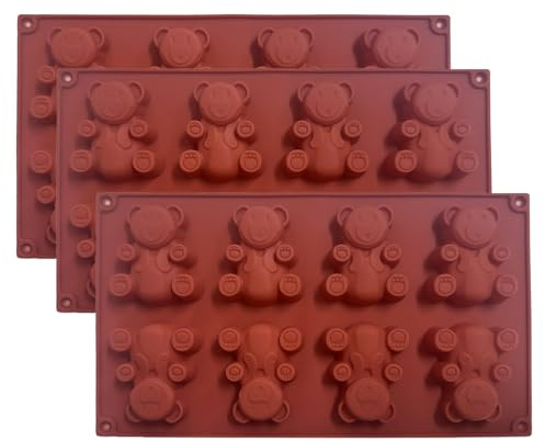 3 Pieces of 8-Piece Bear Modeling Molds, Home DIY Baking Tools, Soft and Easy to Release Kitchen Accessories, Suitable for Making Cakes, Desserts, Chocolate and Other Desserts.