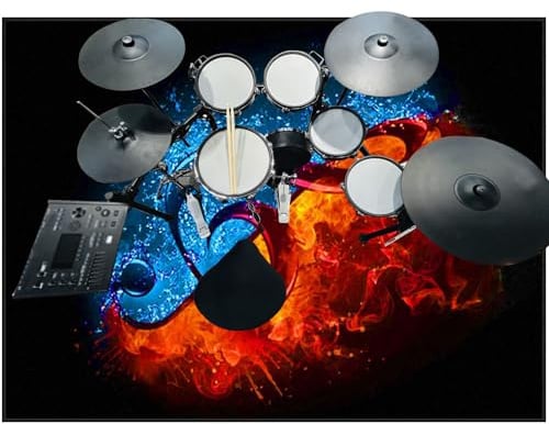 Schlagzeugteppich rutschfest Schalldicht Drum Teppich Matte Schlagzeug Teppich Drum Teppich Musikinstrumente Bodenmatte Schallschutz Akustik Teppich Rutschfester Drum Rug Trommelteppich 200 x 160 cm