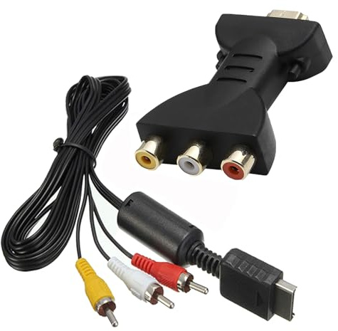 1080P HDMI to AV RGB RCA Converter RGBs to HDMI Adapter AV Cable for PS1 PS2 PS3 HDMI to 3-RGB Adapter with TV Laptop Xbox PS2/3 VHS Camera DVD USB Charging(2Pack:HDMI to AV RCA Converter+AV Cable)