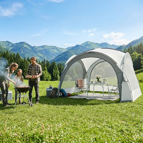 Aoxun Event Shelter Pavillon mit Seitenwänden, Strandzelt Partyzelt, Veranstaltungszelt mit Türen und Fenstern, Wasserdicht (2000 mm), UPF 50+, 3,5X 3,5X 2,3m, Grau
