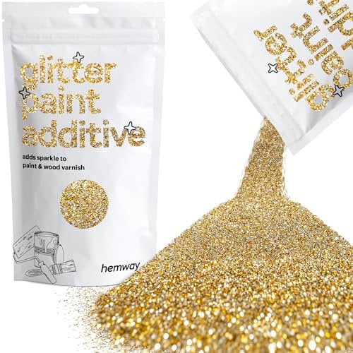 Hemway Glitter Paint Additive - Gold Silver | Metallic Flakes for Adding Sparkle to Paints & Wood Varnish | Add to Emulsion, Acrylic & Latex for Indoor Sparkly Walls | 100 g