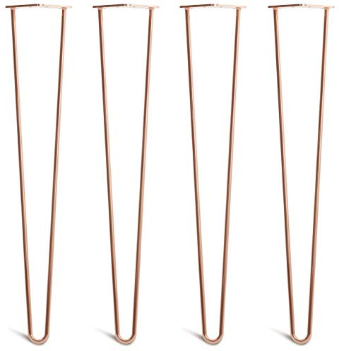 The Hairpin Leg Co. 4X Haarnadel-Tischbeine: Doppel-Schweiß Stahl, Schrauben, Anleitung, Schutzfüße. Klassischer 10mm 2 Stangen Stil. 71cm Kupfer