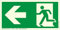 Hochwertiges Notausgangsschild stark langnachleuchtend + Aluminium selbstklebend nachleuchtend SUPER-N - Pfeil Links - Notausgang Schild grün – DIN 67510 / ISO 7010 (300 x 150 mm)