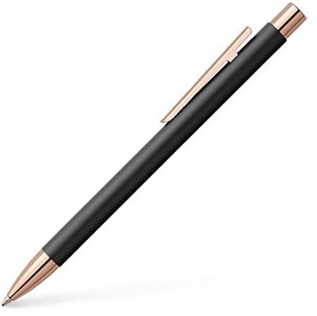 Faber-Castell 343120 - Kugelschreiber Neo Slim Metall, Minenstärke M, schwarz mit rosegold
