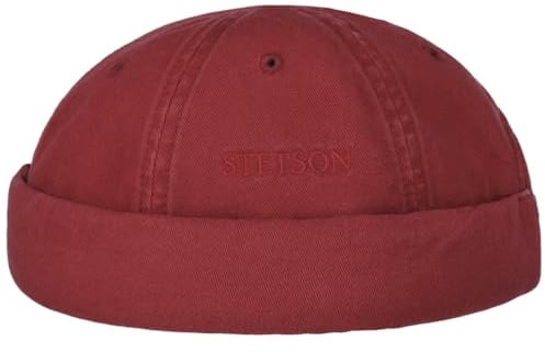 Stetson Ocala Baumwoll Dockercap Herren - Dockermütze aus Baumwolle - Dockercap mit UV-Schutz 40 - Hafenmütze Sommer/Winter - Bordeaux XL (60-61 cm)
