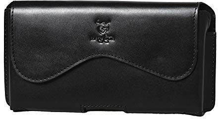 MATADOR Echt Leder Gürteltasche kompatibel mit Apple iPhone 16 Pro/ 16/16 E/ 15 Pro/ 15/14 Pro/ 14/13 Pro/ 13/12 Pro/ 12/11/ XR Holster Clip Schlaufe Crazy Black Schwarz