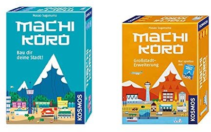 KOSMOS Machi Koro Bundle mit Großstadt Erweiterung, BAU dir Deine Stadt! Schneller Aufbau - viel Spielspaß, kompaktes Spiel mit Karten und Würfeln, für 2 bis 4 Personen, ab 8 Jahre