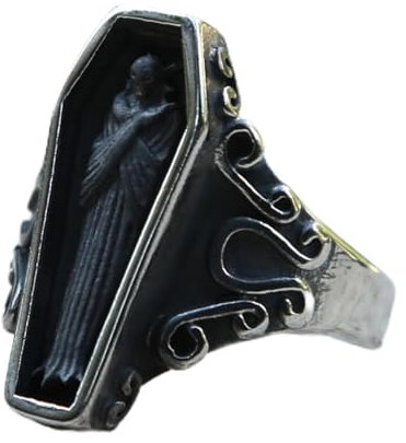 DAOMEI Einzigartiger Zombie-Vampir-schädel-Radfahrer-Ring-Mann-Jungen-schwarz-Punk-sarg-Ringe Cooler Mann-Jungen-gotischer Ring