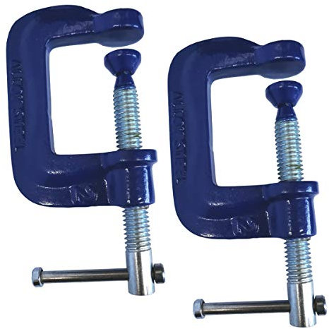 2Pc G Clamp Set 50mm (2) Small Heavy Duty Screw C Clamps for Wood & Metal Work