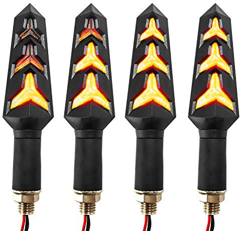 QWORK® 4PCS Motorbike Turning Indicators Motorcycle Indicators Flowing Turn Signal 12V LED Bulbs Universal Turn Signal Lights