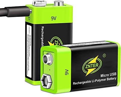 9V Pile Batteria-2 Pezzi, 9V USB Litio Ricaricabile 600mAh, Fino a 3000 Cicli con Porta di Ricarica Micro USB, Adatta per Rilevatori di Fumo, Scaldabagno, Fornello a Gas, Torce Elettriche, Chitarra