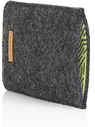 smukbird - Handytasche für iPhone 11 | aus echtem Filz + Baumwolle | anthrazit | Design: Stripes