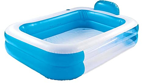 Summer waves Jumbo Family Rectangle Paddling Pool with Headrest, Cupholder & Window
