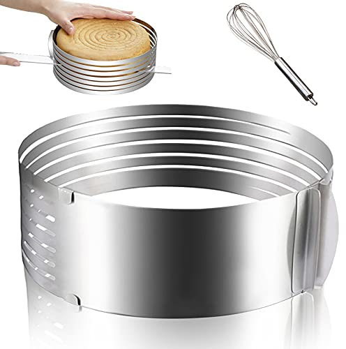 BAYINBROOK Moule à gâteau réglable,24~30cm Réglable Mousse Moule à Cake,Trancheuse à gâteau Multicouche réglable en Acier Inoxydable,Moule à Pain Rond en Mousse (A)