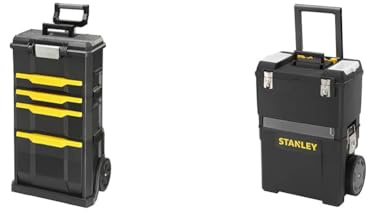 Stanley Rollende Werkstatt aus Metall-Kunststoff 1-79-206 – Werkzeugwagen leer mit 3 modularen Einheiten & Rollende Werkstatt (47,3 x 30,2 x 62,7 cm, zwei separat verwendbare Werkzeugboxen) 1-93-968