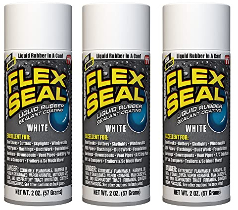 Flex Seal Mini, 3-Pack, White, Stop Leaks Instantly, Waterproof Rubber Spray On Sealant Coating, Travel Size, Perfect for Gutters, Wood, RV, Campers, Roof Repair, Skylights, Windows, and More