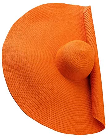 Tianbi Chapeau de paille à large bord pour femme, chapeau de paille de plage surdimensionné pour femme, chapeau de souple pliable, chapeau de plage pliable