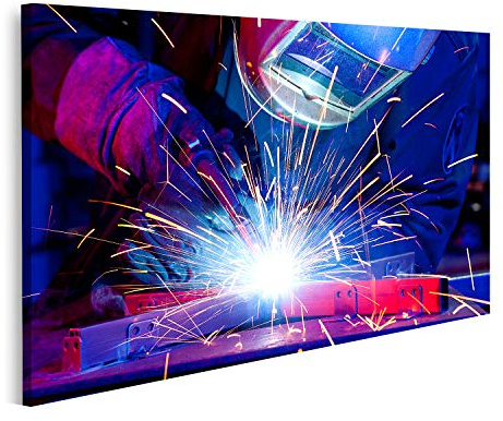 Bild auf Leinwand Technische Stahl Schweißen Montage Fabrik. Industrielle Stahl Schweißmaschine Technik Bilder Drucke Kunst Poster Wandbild