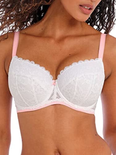 Freya Women's Offbeat Underwire Padded Half Cup Bra, Opaque, White, 30E