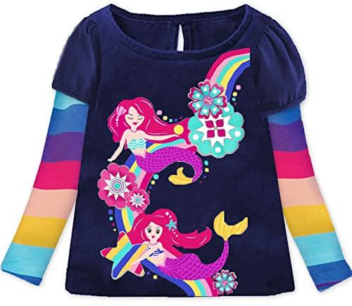 VIKITA Mädchen Langarm Baumwolle T-Shirt Top 1-8 Jahre L3909 5T