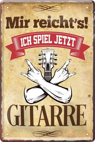 WOGEKA ART Retro Blechschild - Mir reicht´s, ich spiele jetzt GITARRE - Lustiger Spruch als Geschenkidee für GITARRISTEN zu Geburtstag Weihnachten als Deko Schild 20x30 cm Metallschild 1433
