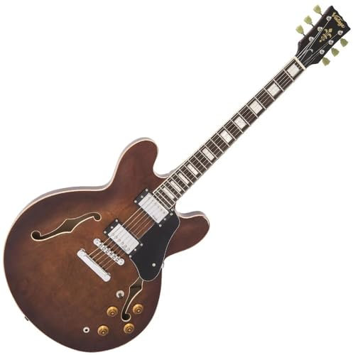 VINTAGE Halbakustische Gitarre, Naturwalnuss