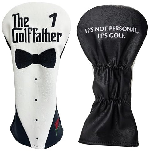 Shanker Golf Driver Headcover – The Golf Father Driver Cover – Lustige Golfschlägerhülle für einen Golfliebhaber, Geschenk für Papa – Tour-Grade-PU-Leder, wasserdicht, weiches Futter, gestickte Logos