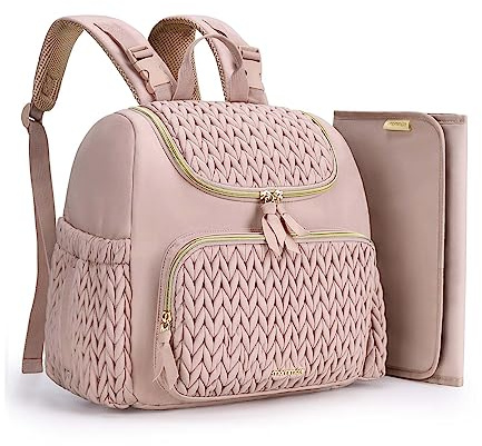 mommore Kleine Wickeltasche, Wickelrucksack, stilvolle Mini-Umstandstasche, Reiserucksack mit isolierten Taschen, Wickelunterlage, Kinderwagengurten