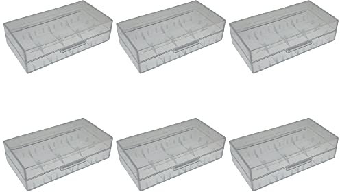 Plastic Battery Case, 6 Pack Battery Organiser Storage Box, Battery Holder Case for 18650/16340 Batteries (Transparent)