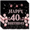 20Pc Black Rose Gold 40th Birthday Serviettes - Party Tableware Paper Napkins Disposable - Decorations for Women, Lady, Her