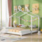 Merax Hausbett 90/180 x 190cm, Holz Kinderbett für Jungen & Mädchen, Kinderbett mit Lattenrost, Massivholz Umbaubar Bodenbett, Kinder und Jugendzimmer Montessori Bett, Ohne Matratze, Weiß