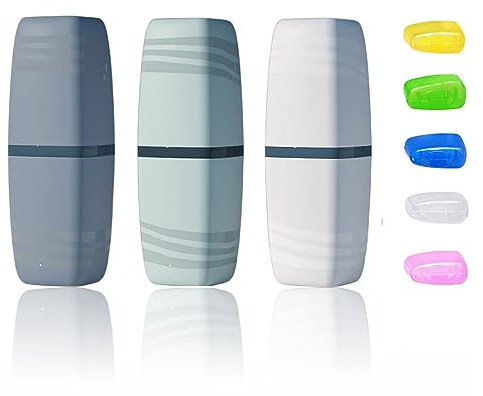 Winlauyet 3X Ensemble Brosse à Dents et gobelet de Voyage avec et 5 protège-têtes de Brosse à Dents - Idéal pour l'hygiène bucco-Dentaire en déplacement