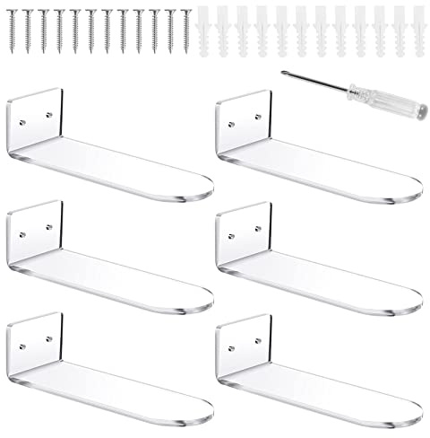 Aboiledy 6 Pack Schwimmende Schuh Regale, Schuhregal Wandmontage Acryl Schuhregal Wand Floating Display Shelf, Sneaker Wandhalterung Hängender Schuh Halter, Schwimmende Acryl Sneaker Regale