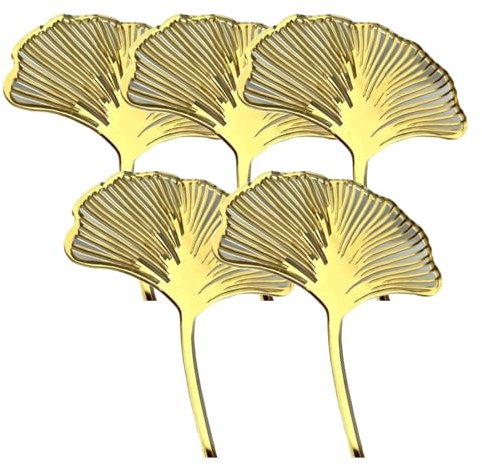 5pcs Birthday Cake Toppers Decorations Acrylic Gold leaf Cake Topper Baking Accessories Party Supplies Cake Decorations for Wedding Party Birthday Cake Decorating