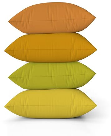 ggaimwf Einfarbig Leinenkissenbezüge für Sofa Orange Farbverlauf Kissen für das Bett Gefallenes Blatt Gelbe Farbe Handgefertigt Quadrat Kissenhüllen mit unsichtbarem Reißverschluss, 40x40cm, 4er-Set