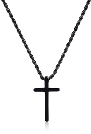 GAVU Gold Silber Schwarz Edelstahl-Kreuz-Anhänger-Halskette für Herren