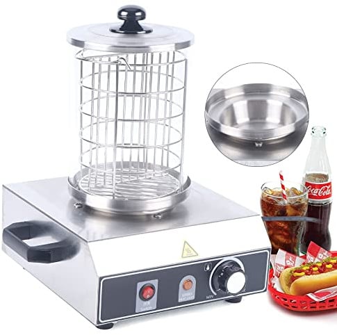 HINOPY Cuiseur à saucisses professionnel, 350 W, électrique, hot dog, chauffe-saucisses en acier inoxydable, température réglable de 0 à 85 °C
