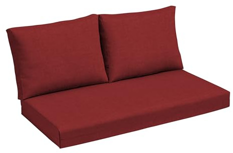 Arden Outdoor Loveseat Cushion Set, 48 x 24, Water Repellent, Fade Resistant, Cushion Set for Couch, Bench, and Swing 48 x 24, Ruby Red Leala