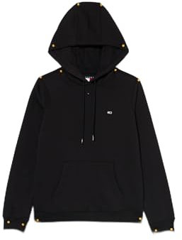 Tommy Jeans Women’s Regular Fit Flag Hoodie, Black (Black), XS