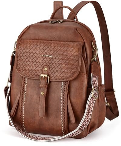 Missnine PU Leder Rucksack Damen, Damen Leder Rucksack Umhängetaschen Damen Modern Wasserdichte Reisetasche