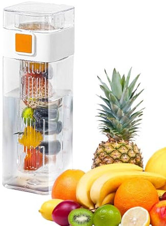 Ysvnlmjy Botella de agua con infusor de frutas, botella de agua con sabor a fruta, botella cuadrada a prueba de fugas, botella de agua deportiva para fitness, gimnasio y al aire libre