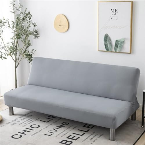 WWQQKJ Sofabezug ohne Armlehnen, 2/3-Sitzer, dehnbar, schmutzabweisend, Schonbezug for Schlafsofa, waschbar, rutschfest, faltbar, Clic-Clac-Sofabezug, 20 Farben(Light Grey,190-220cm)