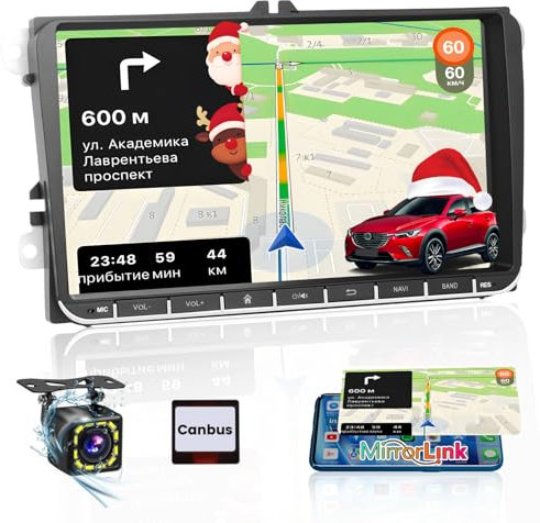 Inefala Android Radio Coche para VW Golf 5 T5 Polo Passat Autoradio 2 DIN con GPS WiFi Mirror Link RDS FM Bluetooth USB CANBUS+Mic+Cámara de Marcha Atrás