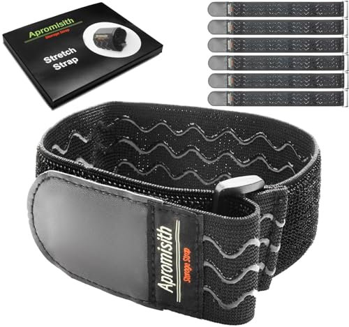 Elastic Hook and Loop Fastening Cable Strap, 18 (6 Pack) Silicone Anti-Slip Cinch Straps for Extension Cord, Cable, Cord Wrap and Hose Organization and Storage