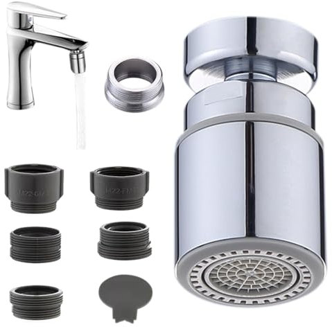Wasserhahn-Luftsprudler, Wasserhahn-Wasser-Filter-Ter, 2 Modi, Küche, Badezimmer, Wassersprudler, Fil-TER mit Adapter, 360 ° schwenkbarer Waschbeckenhahn, verlängerter Luftsprudler für Zuhause, Küche,